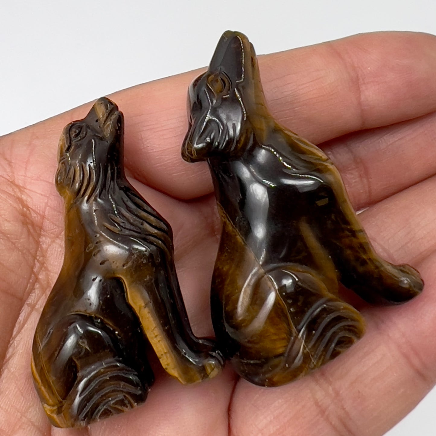 Small Tigers Eye Wolves Dogs Crystal Carvings YOU CHOOSE