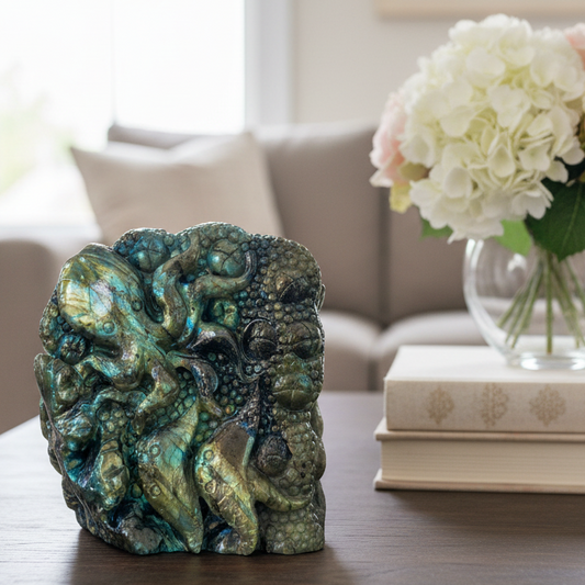 Labradorite Sea Ocean Creatures Healing Hand Carved Crystal Carving 908g