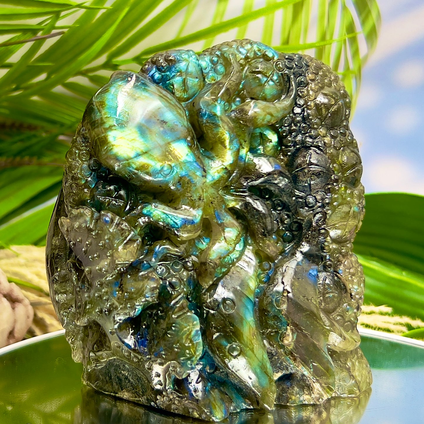 Labradorite Sea Ocean Creatures Healing Hand Carved Crystal Carving 908g