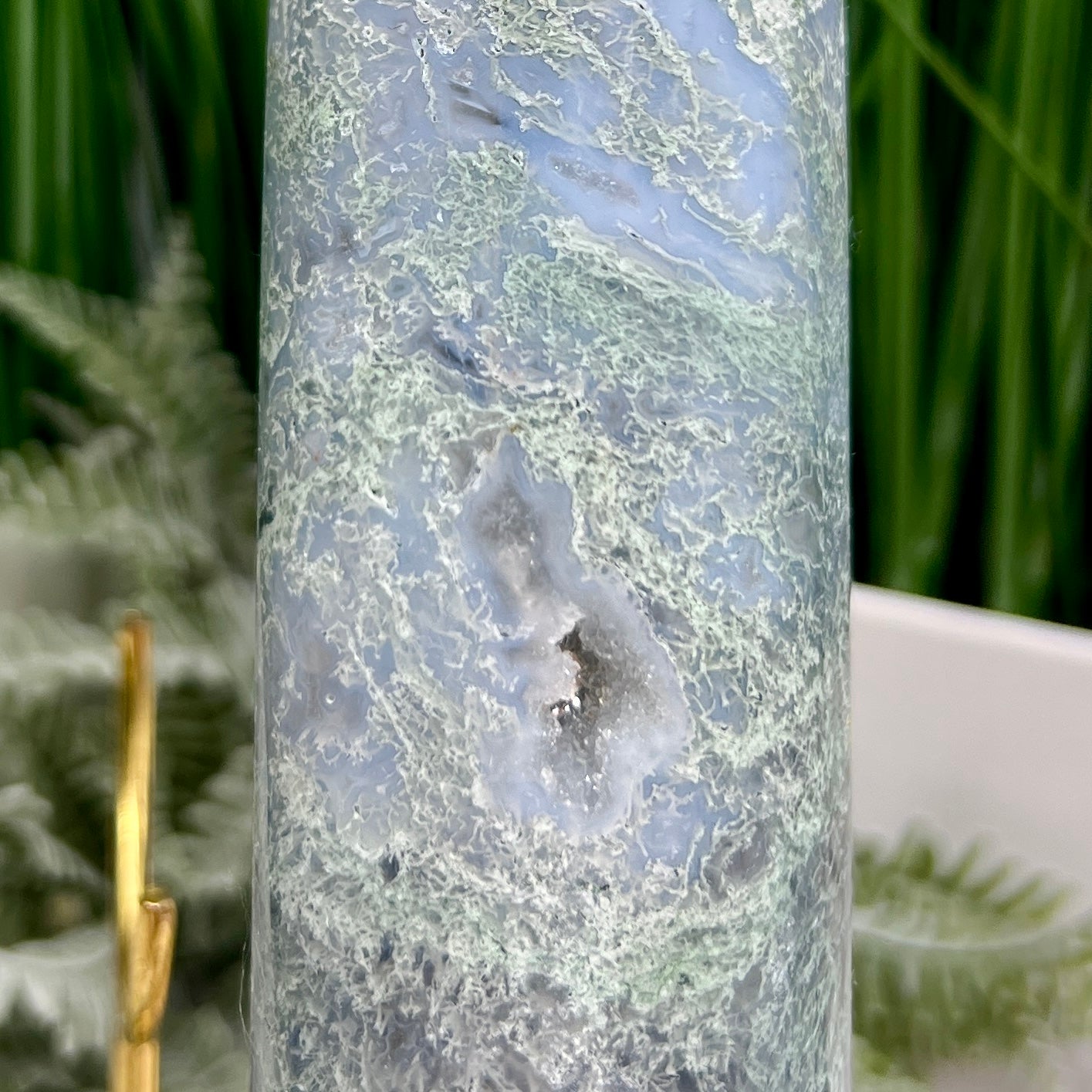 Moss Agate Bracelet Bangle Holder Crystal Gemstone Jewellery Stand
