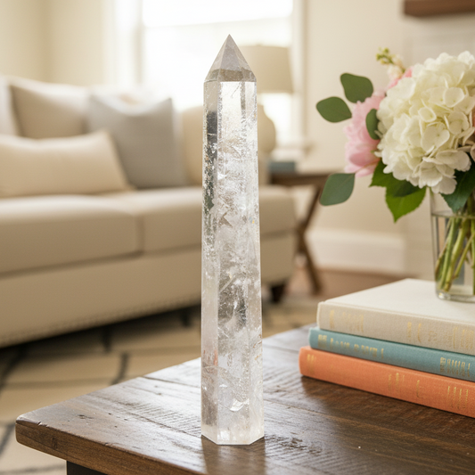 Clear Quartz Tower Top Quality Crystal Generator 506g 232mm