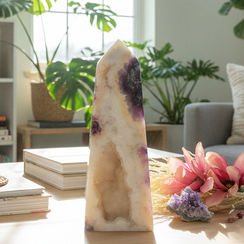 Purple Fluorite in Agate Tower Crystal Generator 1900g 228mm
