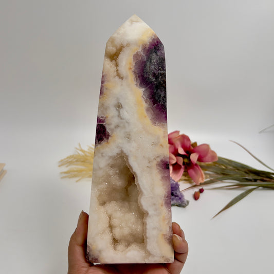 Purple Fluorite in Agate Tower Crystal Generator 1900g 228mm