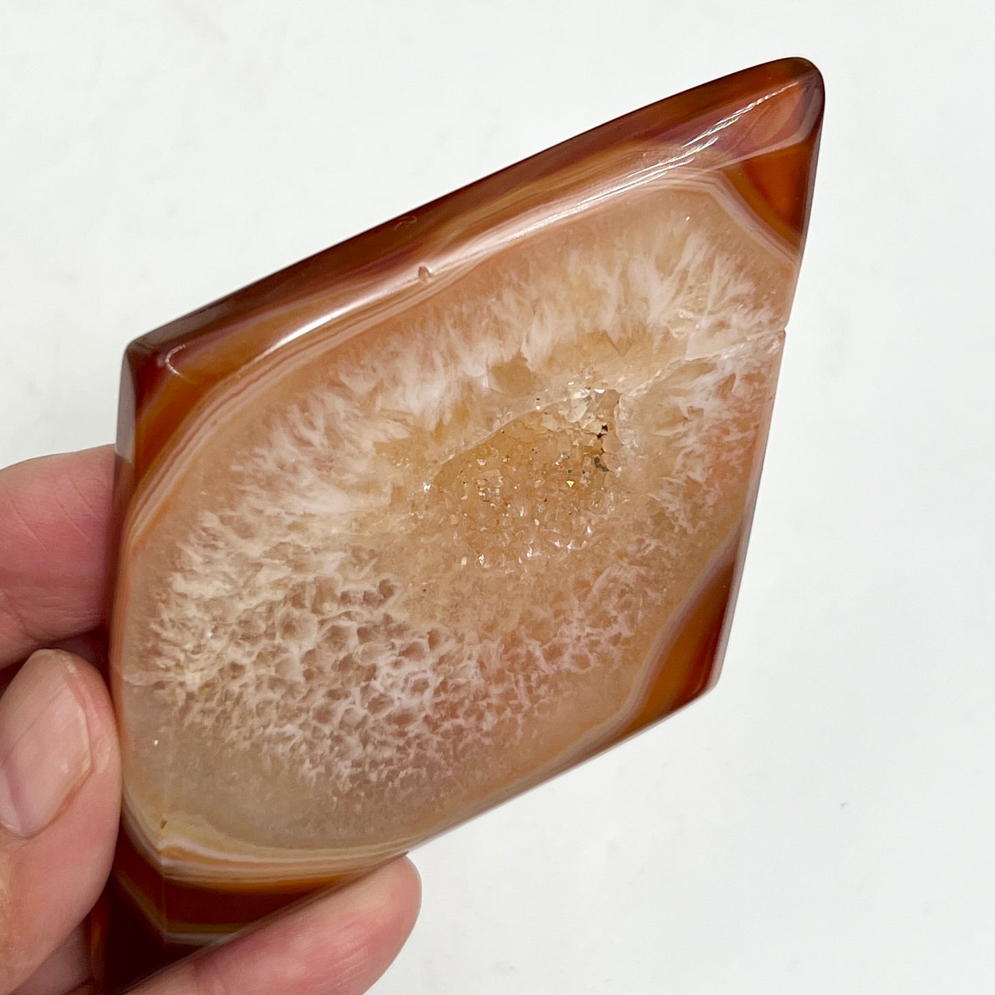 Carnelian Quartz Diamond Display with Stand Healing Crystal Carving