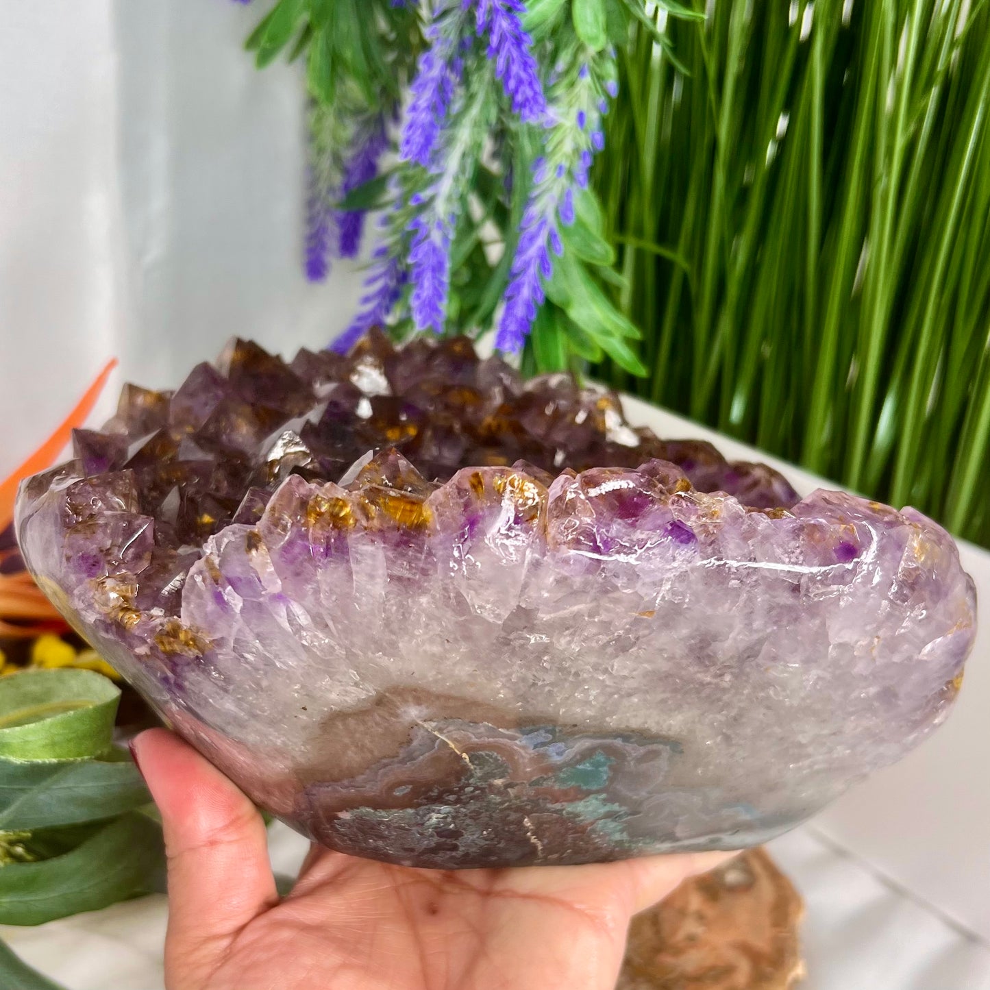 Amethyst with Cacoxenite Cluster Healing Natural Crystal 4416g