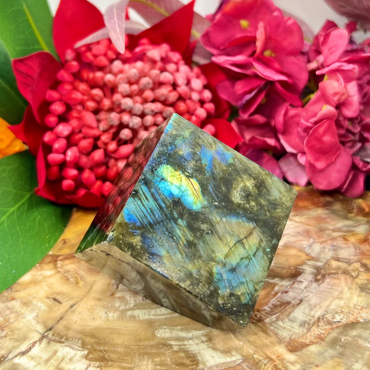 Labradorite Floating Cube Crystal Carving 306g