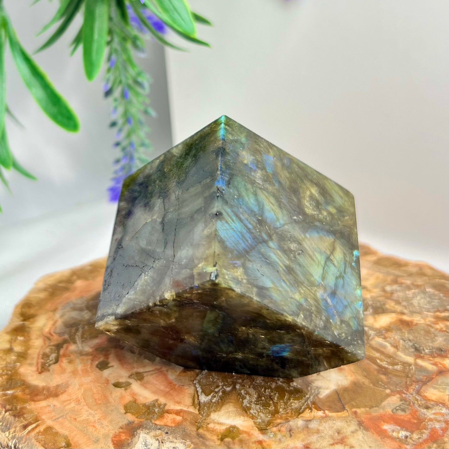 Labradorite Floating Cube Crystal Carving 306g