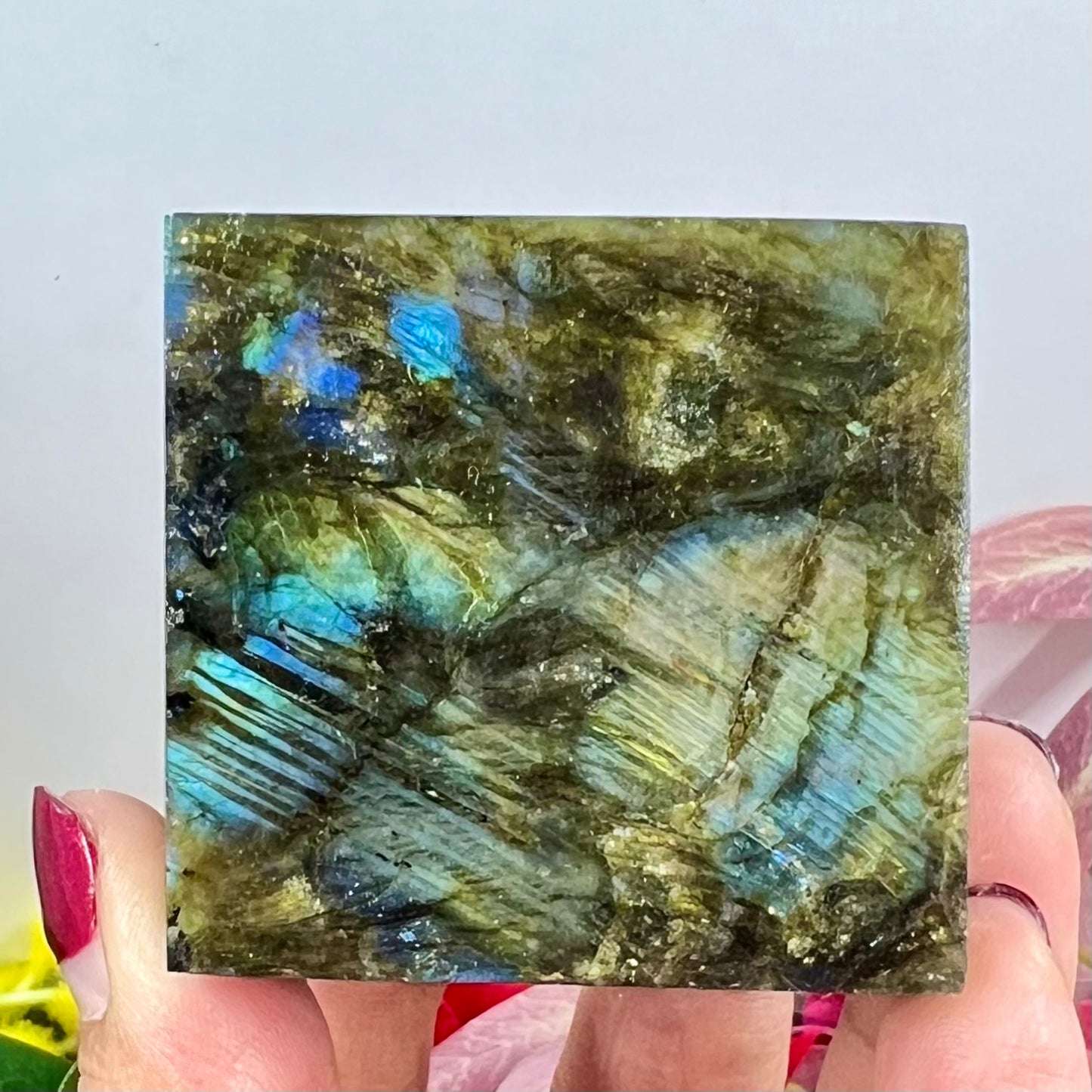 Labradorite Floating Cube Crystal Carving 306g