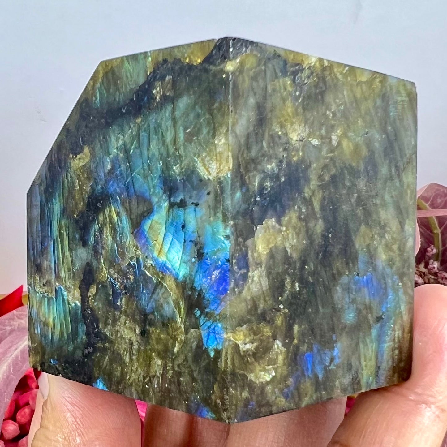Labradorite Floating Cube Crystal Carving 306g