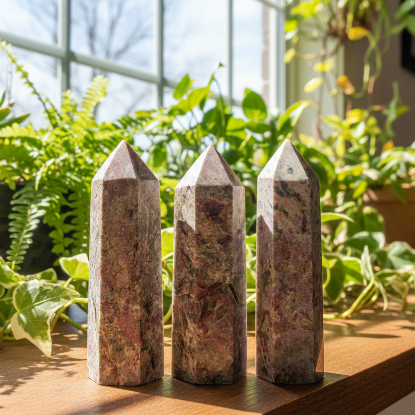 Ruby In Kyanite Points UV Reactive Natural Crystal Generators YOU CHOOSE