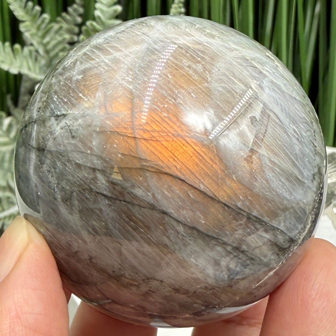 Labradorite Sunset Sphere Healing Crystal Ball Flashy Gemstone 240g 55mm