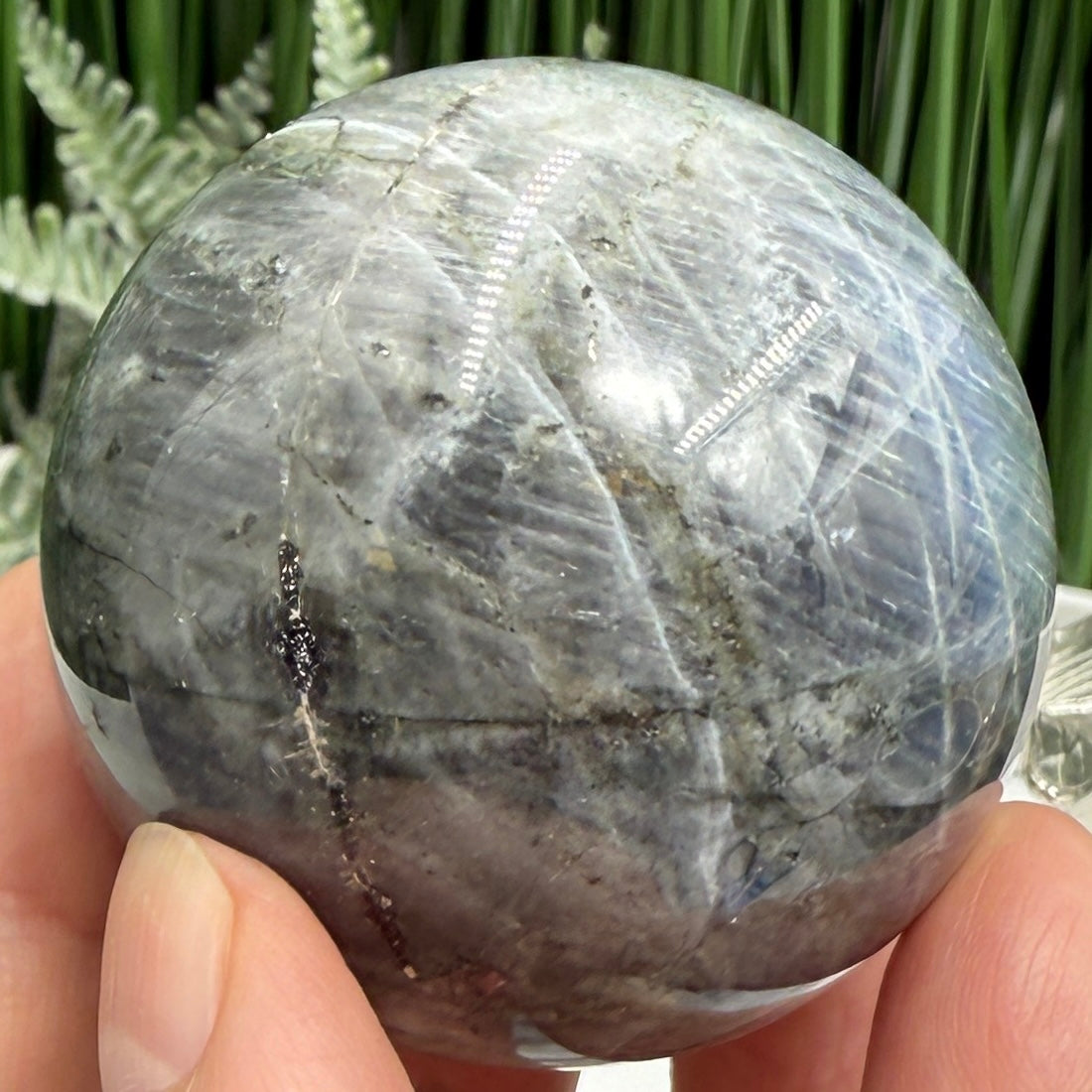Labradorite Sunset Sphere Healing Crystal Ball Flashy Gemstone 240g 55mm