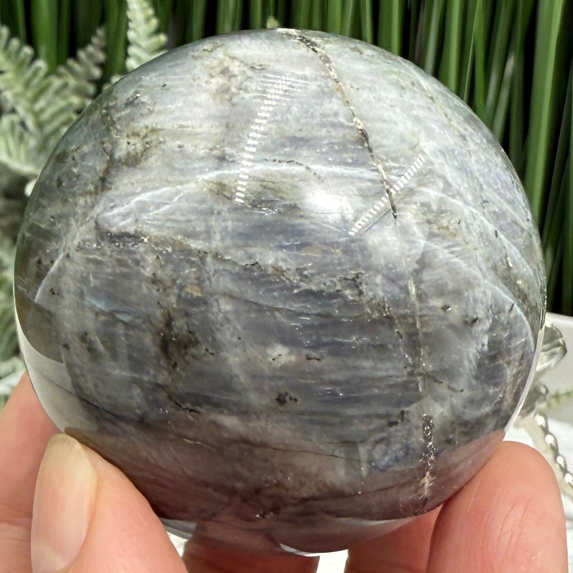 Labradorite Sunset Sphere Healing Crystal Ball Flashy Gemstone 240g 55mm