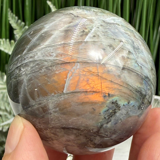 Labradorite Sunset Sphere Healing Crystal Ball Flashy Gemstone 240g 55mm