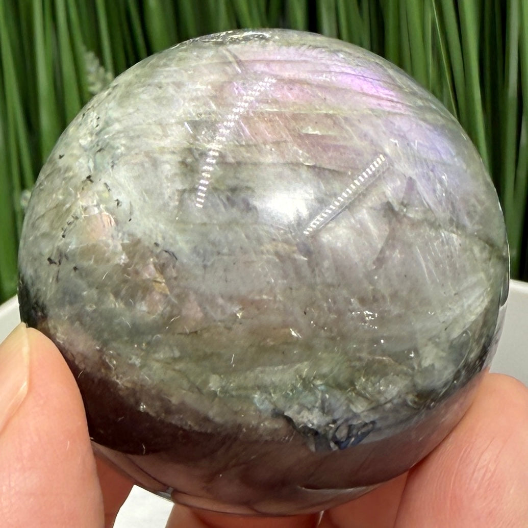 Labradorite Purple Sphere Healing Crystal Ball Flashy Gemstone 170g 48mm