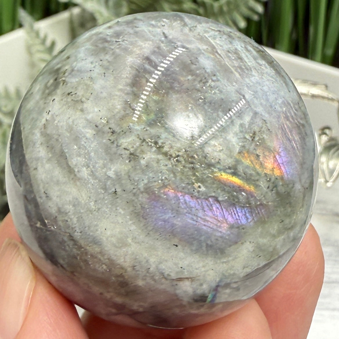 Labradorite Sphere Healing Crystal Ball Flashy Gemstone 112g 43mm