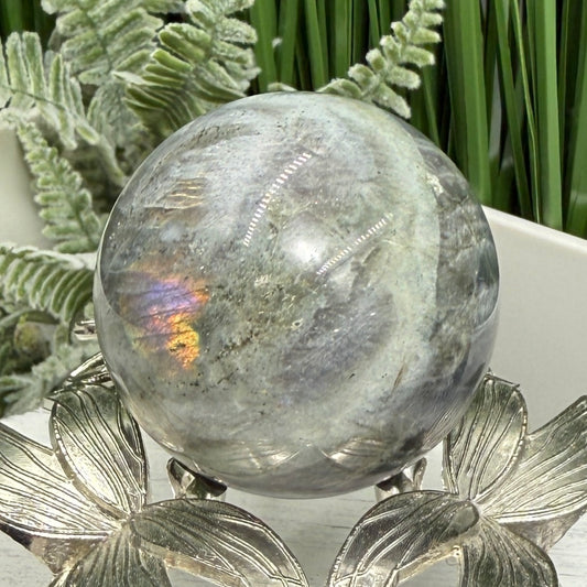 Labradorite Sphere Healing Crystal Ball Flashy Gemstone 112g 43mm
