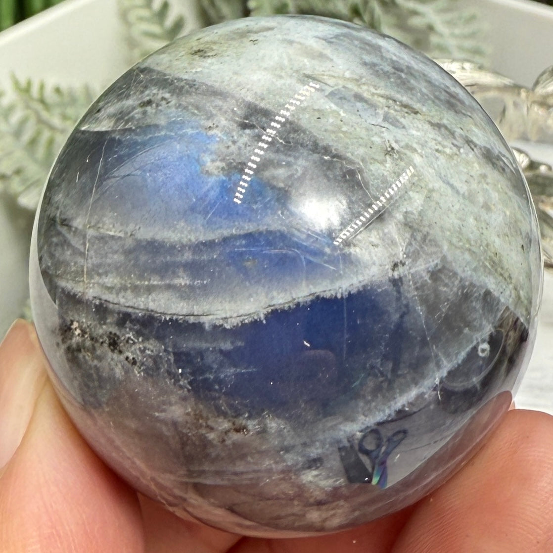 Labradorite Sphere Healing Crystal Ball Flashy Gemstone 112g 43mm