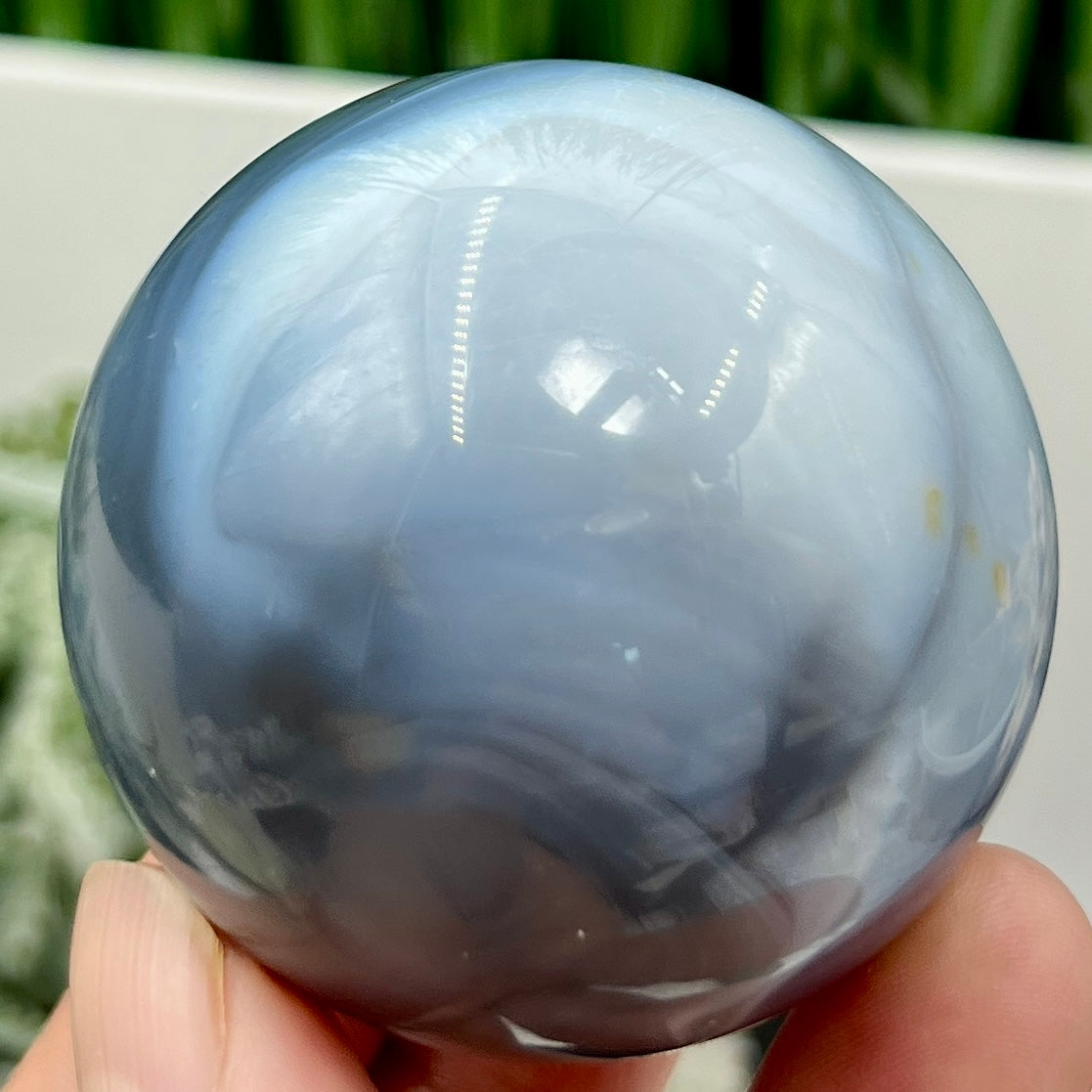 Blue Moss Agate Sphere Healing Crystal Ball 180g 51mm