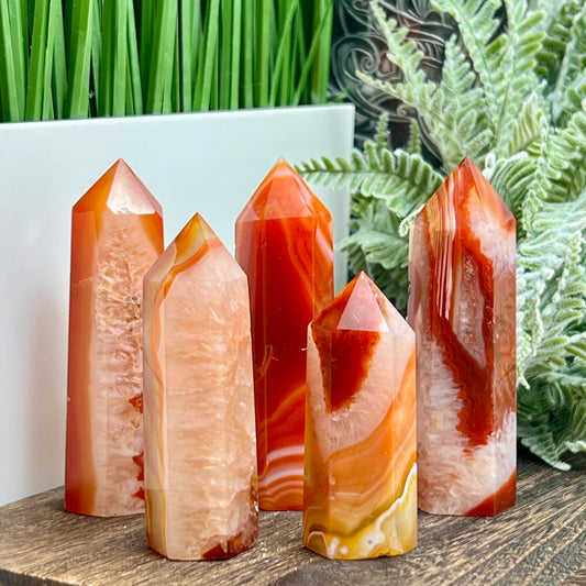Carnelian Quartz Points Towers Healing Crystal YOU CHOOSE