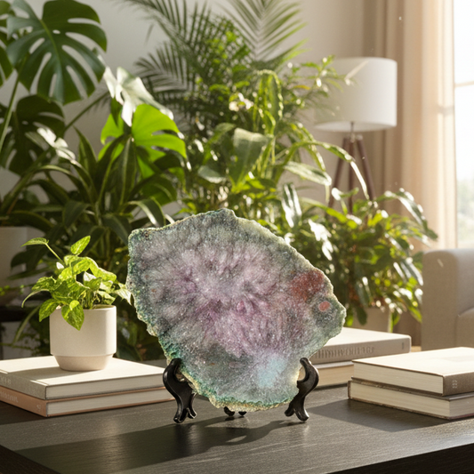 Flower Amethyst Celadonite VERY RARE Cluster High Quality Crystal with Stand 734g