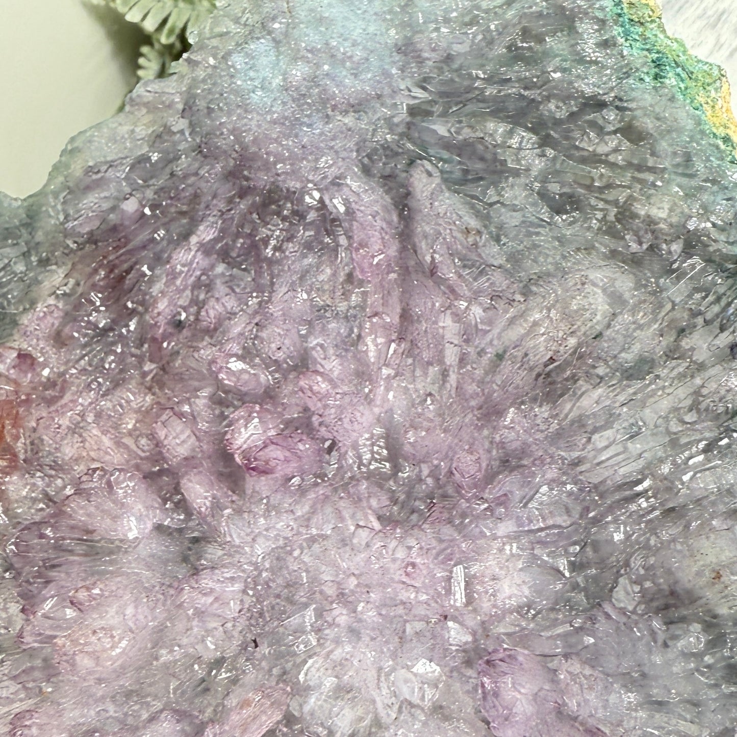 Flower Amethyst Celadonite RARE Cluster High Quality Crystal with Stand 734g