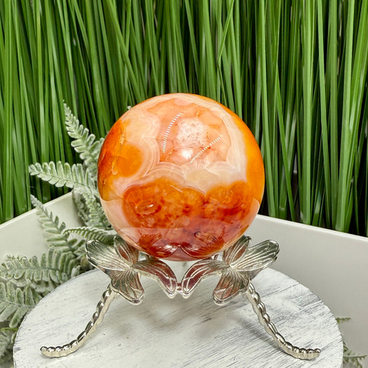 Carnelian with Quartz Sphere Healing Crystal Ball 336g 63mm