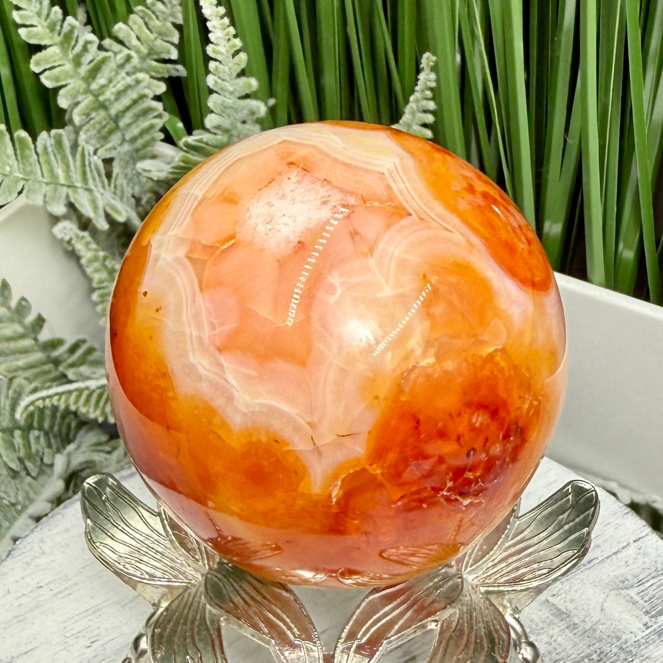 Carnelian with Quartz Sphere Healing Crystal Ball 336g 63mm