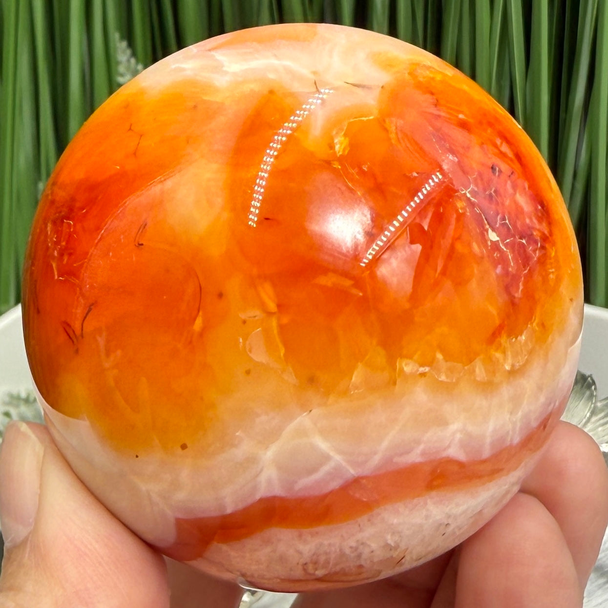 Carnelian with Quartz Sphere Healing Crystal Ball 336g 63mm