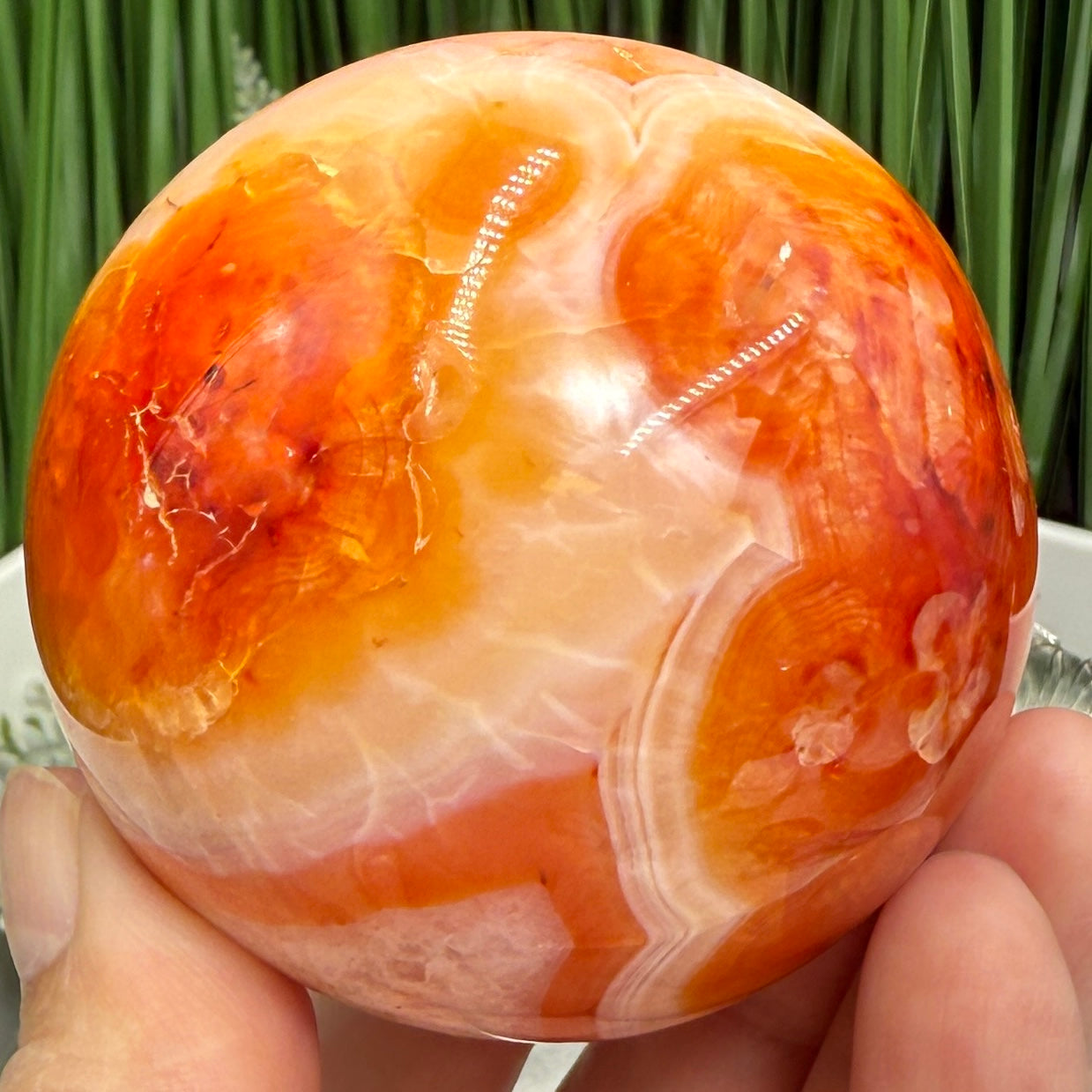 Carnelian with Quartz Sphere Healing Crystal Ball 336g 63mm