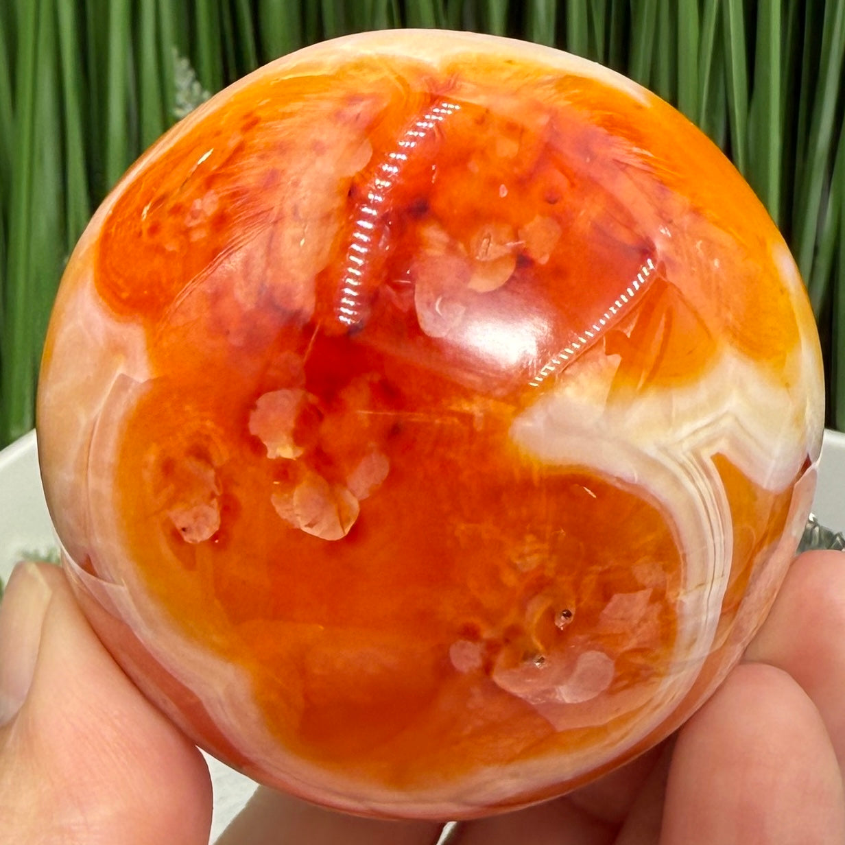 Carnelian with Quartz Sphere Healing Crystal Ball 336g 63mm