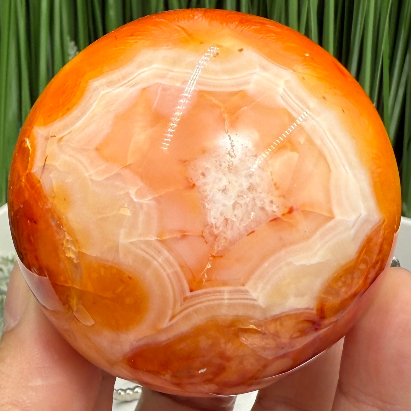 Carnelian with Quartz Sphere Healing Crystal Ball 336g 63mm