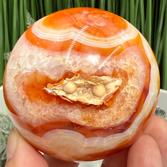 Carnelian with Quartz Sphere Healing Crystal Ball 336g 63mm