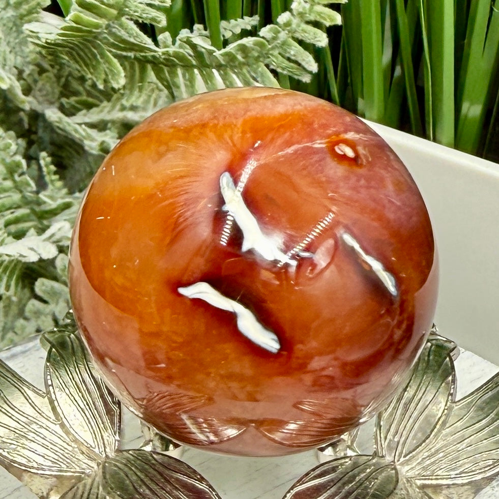 Carnelian in Orca Agate Sphere Healing Crystal Ball 126g 45mm