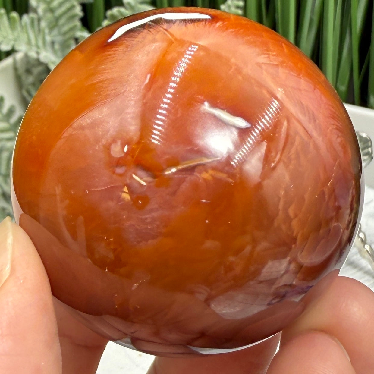 Carnelian in Orca Agate Sphere Healing Crystal Ball 126g 45mm