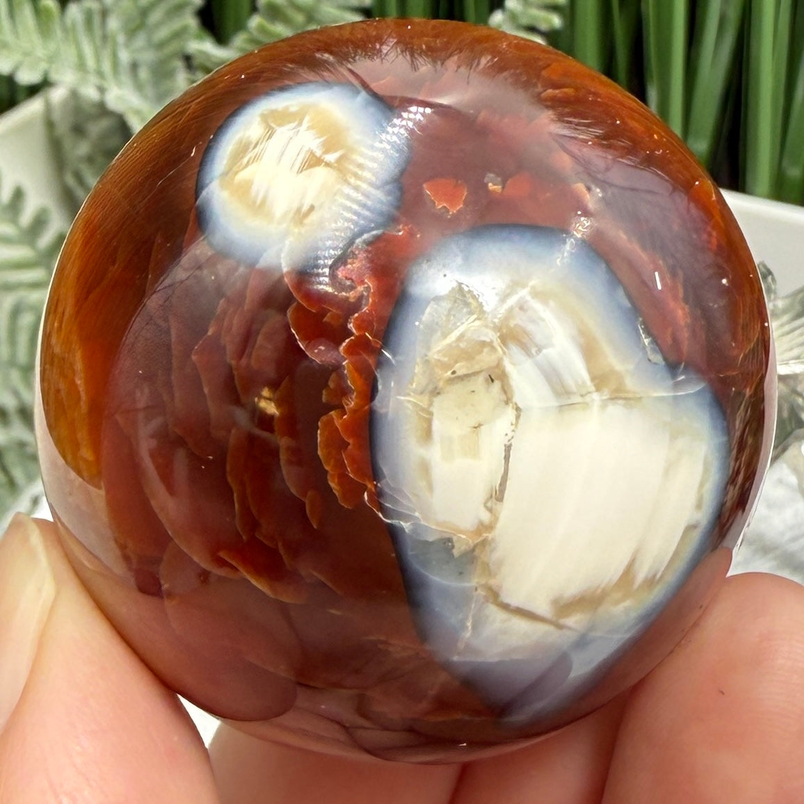 Carnelian in Orca Agate Sphere Healing Crystal Ball 126g 45mm