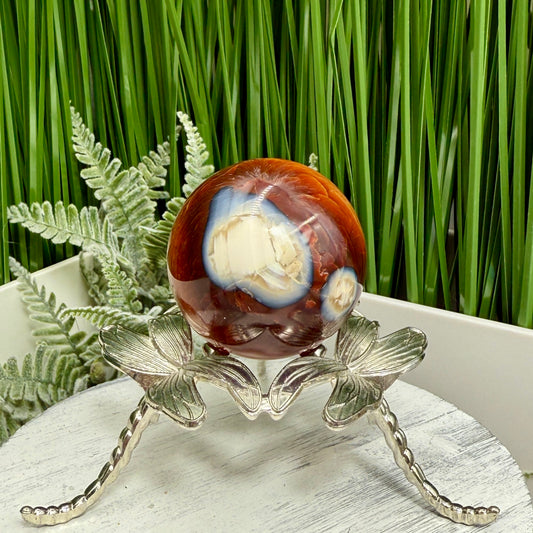 Carnelian in Orca Agate Sphere Healing Crystal Ball 126g 45mm
