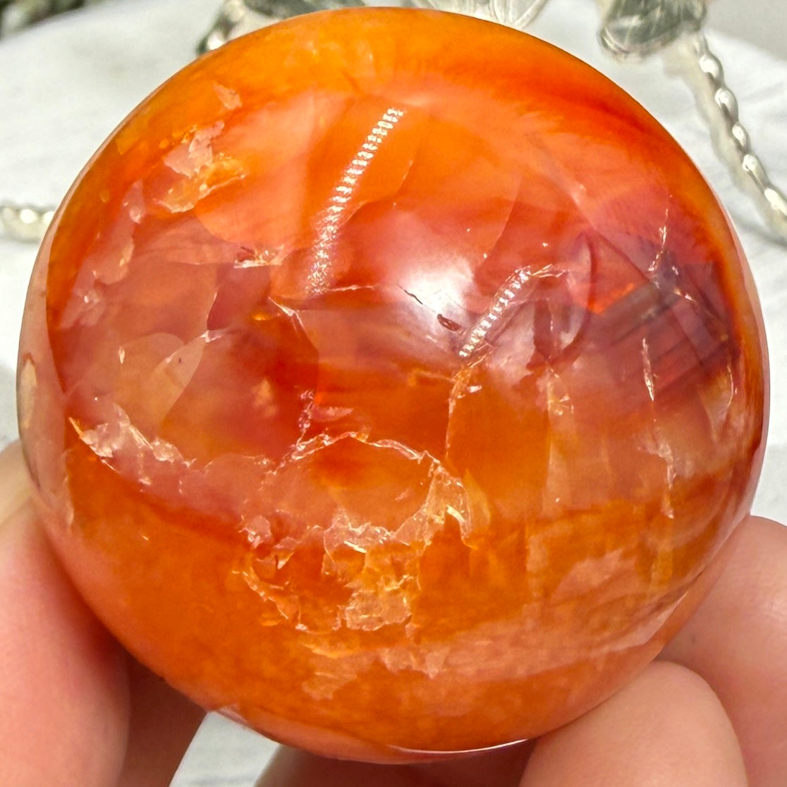 Carnelian Sphere Healing Crystal Ball 100g 41mm