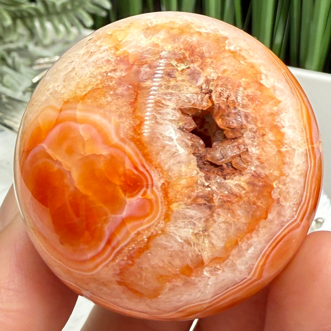 Carnelian with Quartz Sphere Healing Crystal Ball 115g 45mm