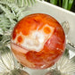Carnelian in Orca Agate Quartz Sphere Healing Crystal Ball 81g 40mm