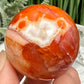 Carnelian in Orca Agate Quartz Sphere Healing Crystal Ball 81g 40mm