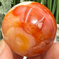 Carnelian in Orca Agate Quartz Sphere Healing Crystal Ball 81g 40mm