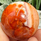 Carnelian in Orca Agate Quartz Sphere Healing Crystal Ball 81g 40mm