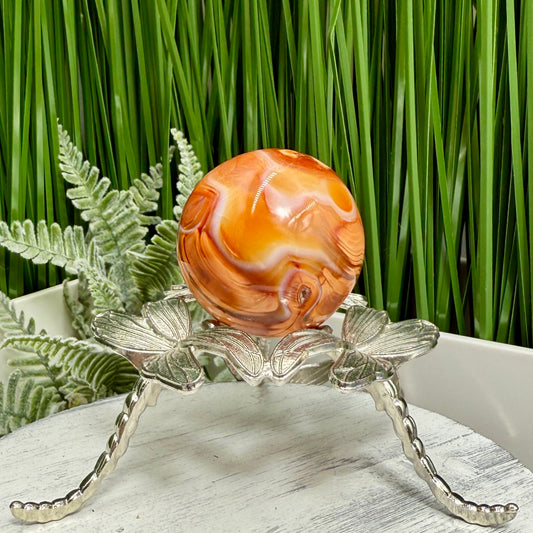 Carnelian in Orca Agate Sphere Healing Crystal Ball 90g 41mm