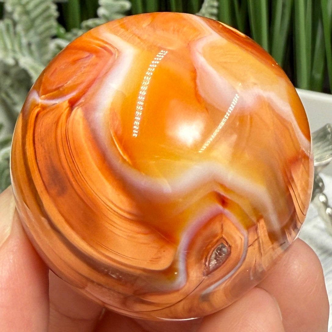 Carnelian in Orca Agate Sphere Healing Crystal Ball 90g 41mm