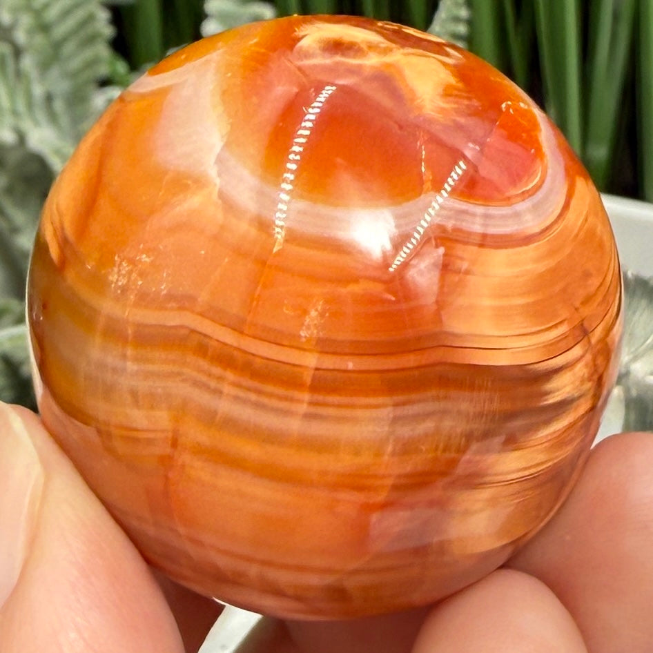 Carnelian in Orca Agate Sphere Healing Crystal Ball 90g 41mm