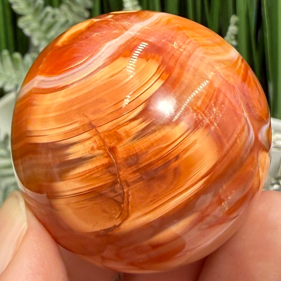 Carnelian in Orca Agate Sphere Healing Crystal Ball 90g 41mm