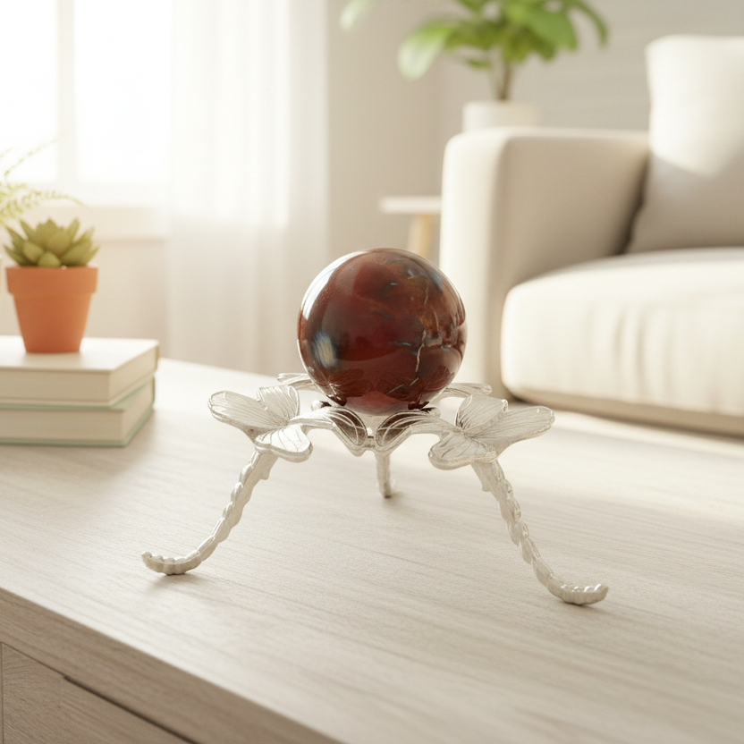 Carnelian with Orca Agate Sphere Healing Crystal Ball 72g 38mm
