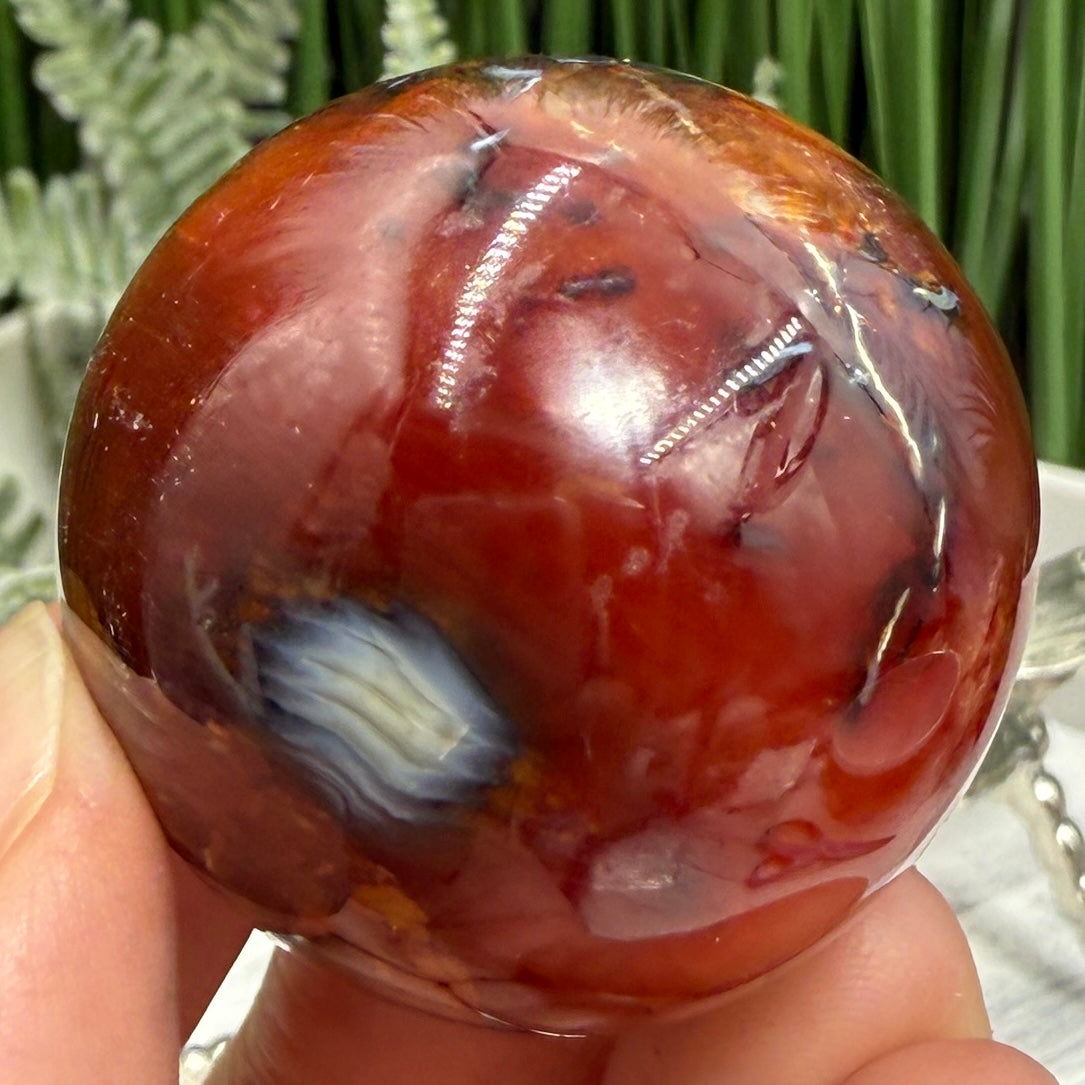 Carnelian in Orca Agate Sphere Healing Crystal Ball 72g 38mm