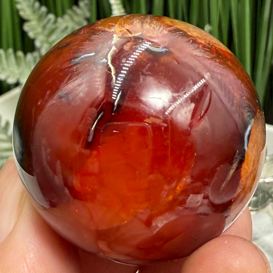 Carnelian in Orca Agate Sphere Healing Crystal Ball 72g 38mm